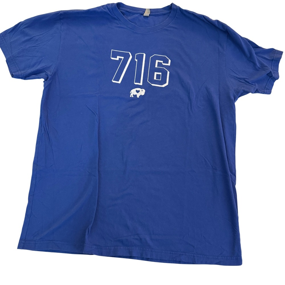 716 Buffalo Heart Graphic Tee Royal Blue Next Level Apparel‎ Men's XL Buffalo NY